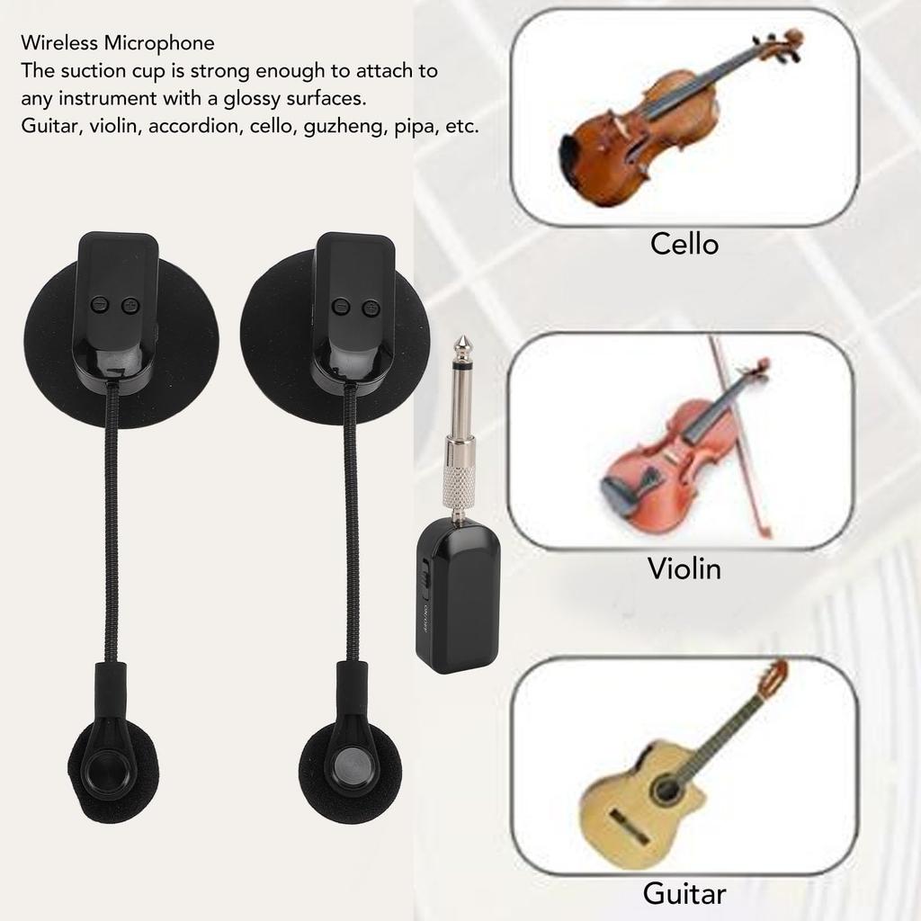 Wireless Flute Microphone with 360° Rotation, Stable Sound Pickup for Guitar, Violin, and Accordion, Shock Mount, and High-Fidelity Sound