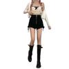 2026 Summer Plus Size High-Waist A-Line Wide Leg Shorts for Women - Black