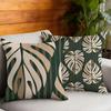 2 Pack Green Beige Monstera Pillow Covers Double Sided Print Tropical Geometric Cushion Cases Home Decor For Sofa