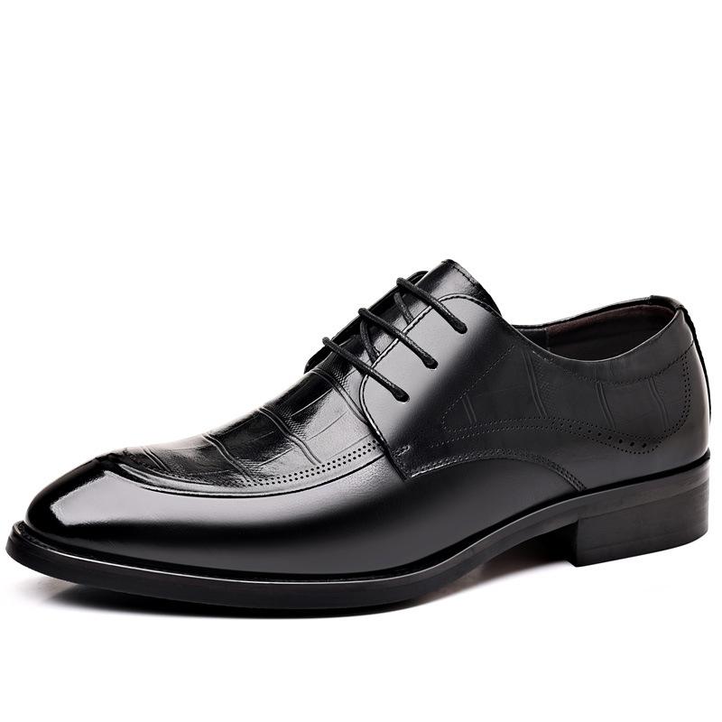 Black Genuine Leather Shoes Men Spring Autumn New Designer Wedding Shoes Male Lace Fashion Casual High Quality Dress Shoe Man