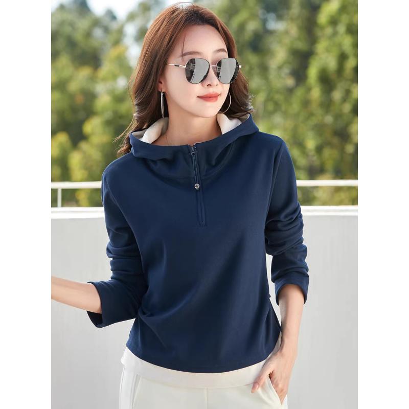 Zipper Hooded Sweatshirt for Women New Fashion Versatile Long Sleeve T-Shirt Top Korean Style Trendy Jacket