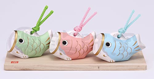 

Yakushi Kiln May Doll, Made in Japan, Boys Day, Ceramic, Mini, Compact, Palm-Sized, Nishikisai Carp Streamer Set (Clay Bell and Three Colors)