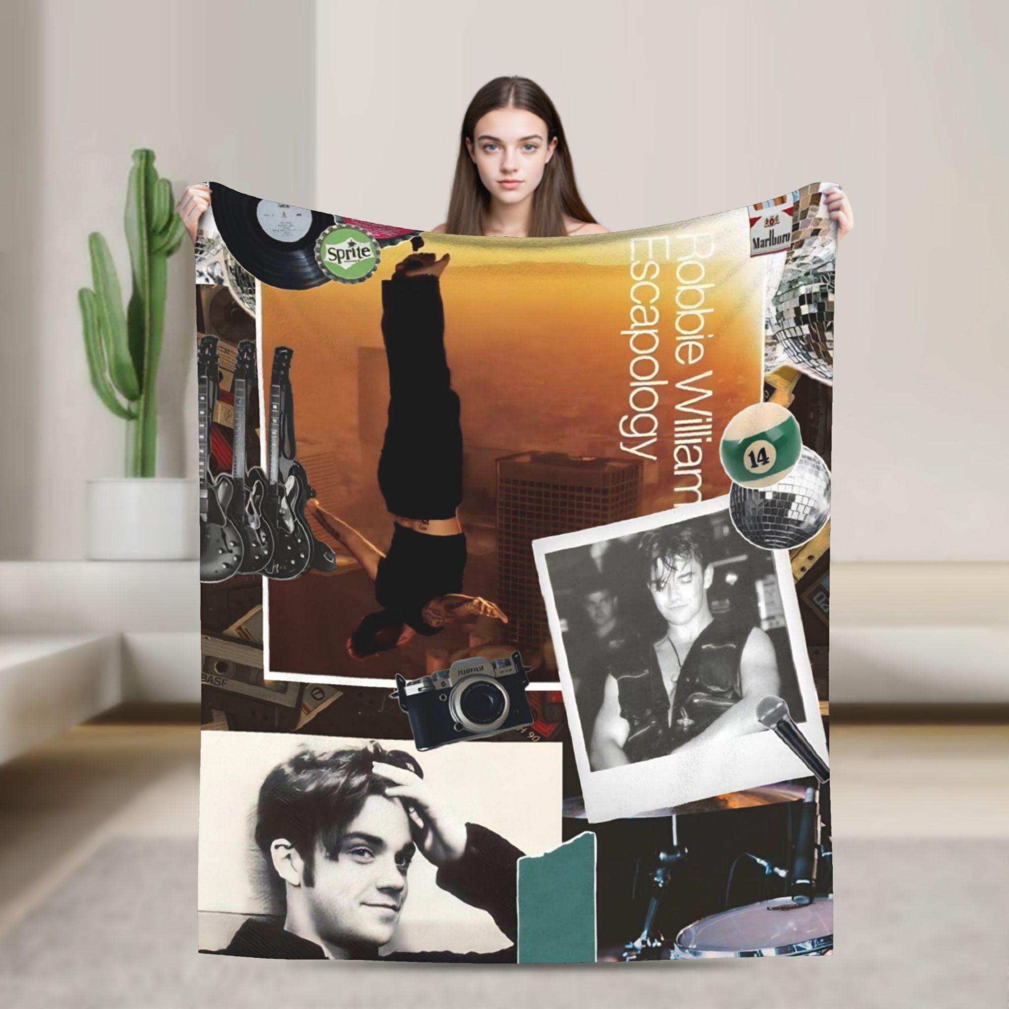 Robbie Williams Tour Flannel Blankets  Soft Durable Throw Blanket for Bedroom Airplane Travel Aesthetic Bedspread Sofa Bed Cover 30x40in