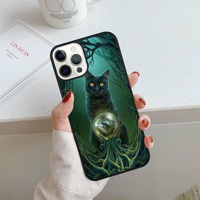 Funda para teléfono con diseño de bruja y gato, colorida y adorable, para iPhone 17 Air 13 12 14 15 16 y Apple 14 15 16 Pro Max Plus.
