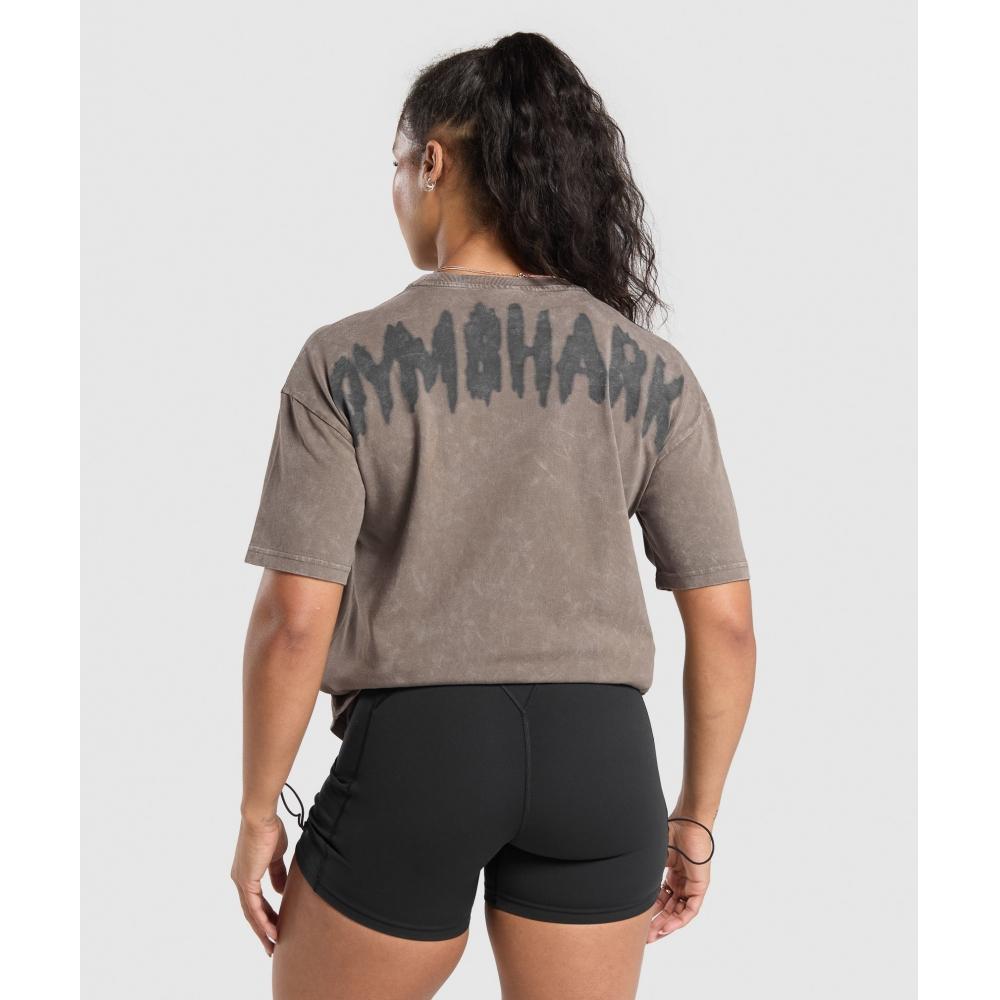 

Футболка Gymshark Grunge Oversize, коричневая, камуфляжная, B2b1n ncwT XS