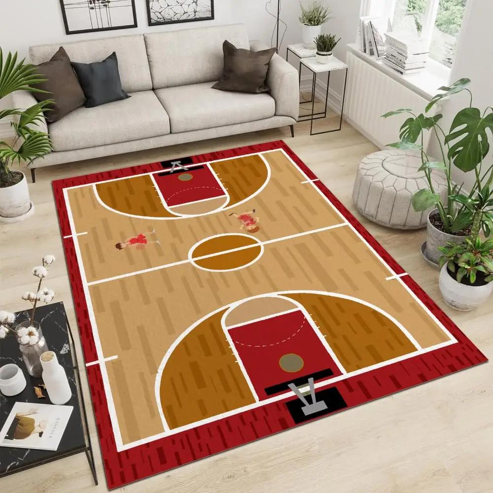 Children's Football Field Area Rug, Creative Football Field Pattern Carpet,Non-Slip Living Room Floor Mat Suitable for Game Room