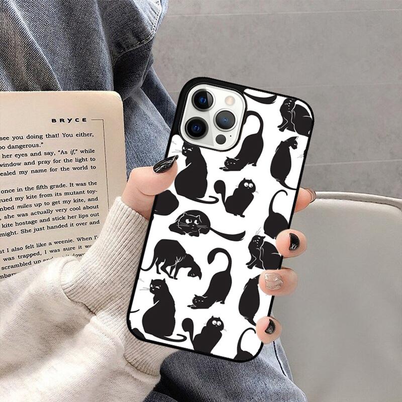 Schwarze Katze Cartoon Niedliche Handyhülle Für iPhone 17 Air 16 15 14 plus 11 12 13 Pro Max Hülle Abdeckung Schale