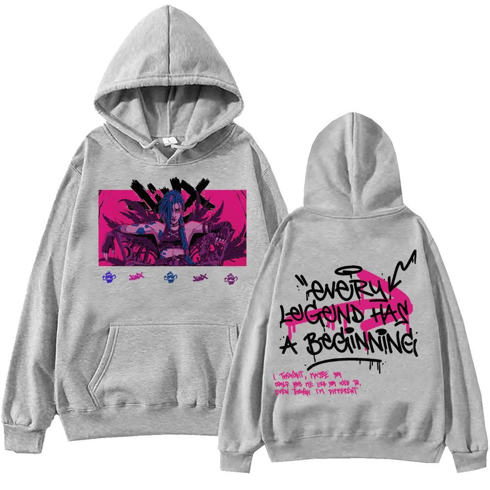 Hot Anime Arcane-Jinx Hoodie Harajuku Pullover Tops Man