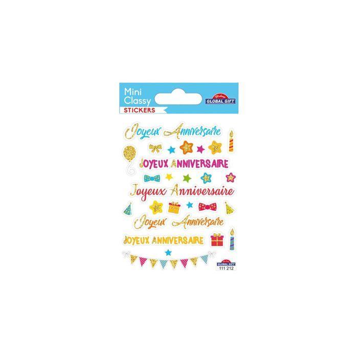 Stickers - 'Happy Birthday' - Color and Glitter - 1.8 Cm