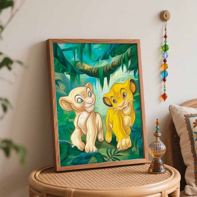 Disney The Lion King Simba Nala digital oil painting art kit DIY handmade home decoration gift