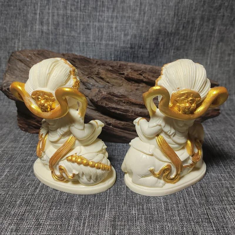 Cartoon Manjushri Statue Wisdom Buddha Statue Hand-carved Buddhist Gift Blessing Wisdom Home, Room, Office Decoration, Statue