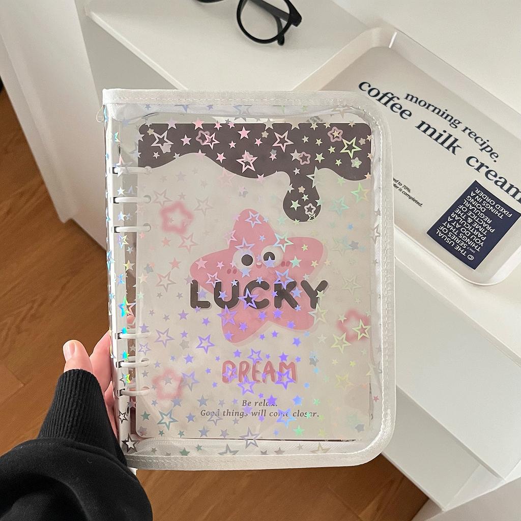 A5 Stern Transparent Abdeckung Binder Fotokarte Halter Idol Fotoalbum Foto Sammeln Buch Zipper Tasche Lagerung Schreibwaren