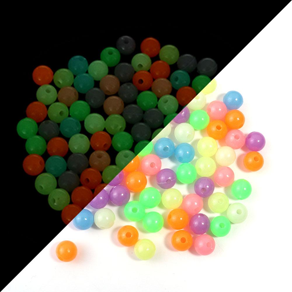 100Pcs/lot Luminous Round Acrylic Colorful 6/8/10mm Green Luminous Loose Spacer Beads For Jewelry Making DIY Bracelet Necklace