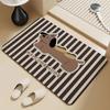 Cute Dachshund Bath Mat Striped Sausage Dog Cartoon Beige Absorbent Non Slip Bathroom Floor Rug