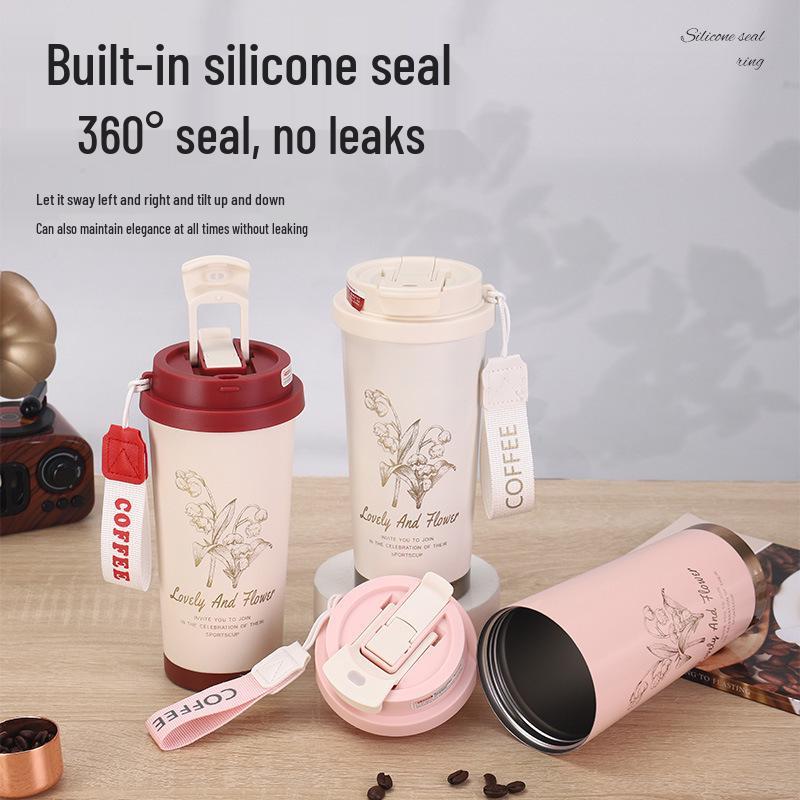 Premium Lily 316 Stainless Steel Insulated Coffee Cup - Simple, Portable, Large Capacity, Customizable