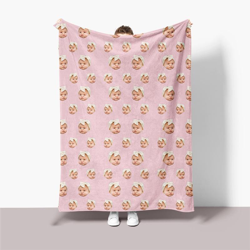 Rosa Hintergrund Foto Gesicht Haustierporträt Mit Bilddecke Personalisierter Stil Flanelldecke