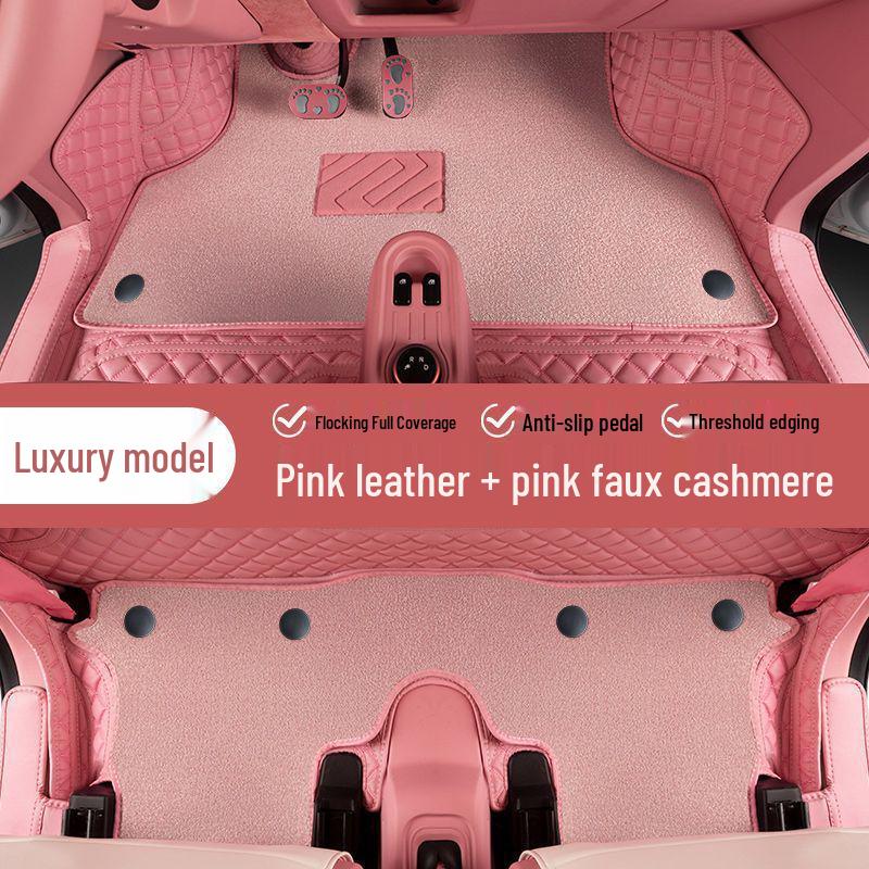 Compatible Floor Mats for Wuling Hongguang MINI EV Macaron Third Gen - Mini Silk Loop Carpet for Women