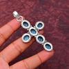 Blue Topaz Gemstone Cross Shape Pendant : 925 Sterling Silver Handmade Jewelry Pendant