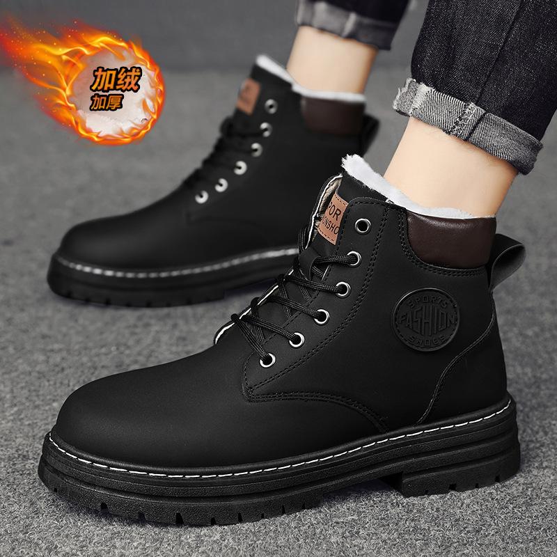 Martin boots spring high-top British style casual waterproof and non-slip shoes high-end locomotive leather boots