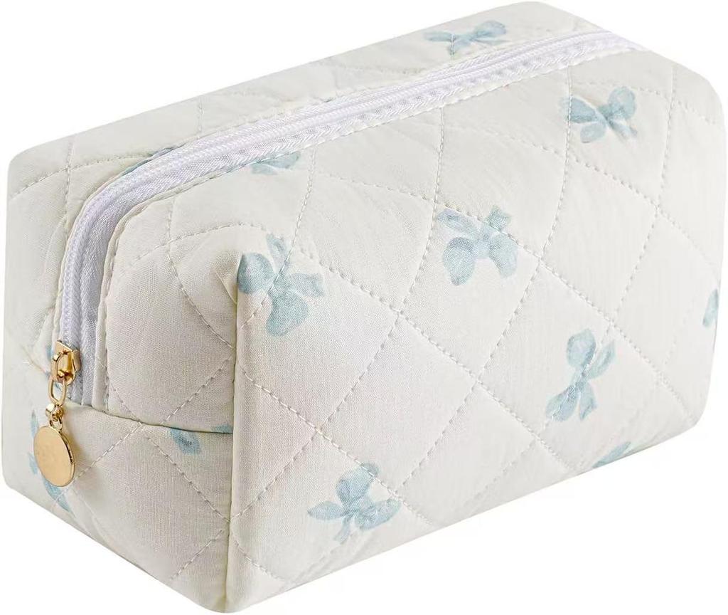 Floral Quilted Cotton Makeup Bag: Large Capacity Student Pencil Case & Toiletries Organizer