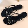 Fashion Woman's Sandals Flats Fashion Woman Flip Flops Summer Slippers Cool Beach Rivets Bowknots Flats Jelly Shoes PVC