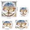 1/4pcs Tree of Life Shower Curtain Set Mystical Boho Watercolor Plant Bathroom Decor Waterproof Fabric Curtain Non Slip Mat and Toilet Cover Set