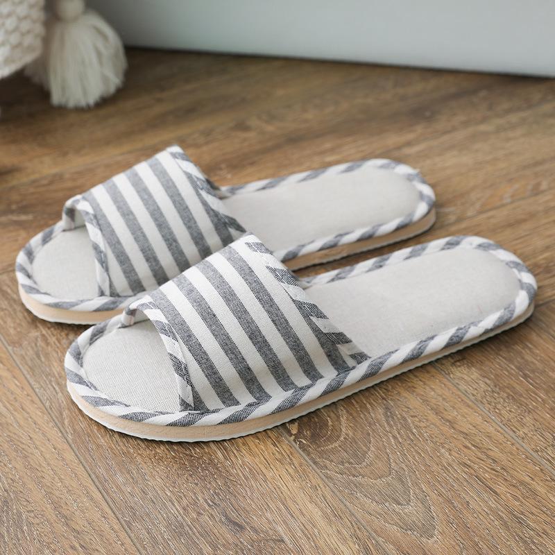 Japanese Style Women's Cotton Linen Slippers - Non-slip, Soft Sole for Indoor Use - Ideal for Summer, Spring, and Autumn.
