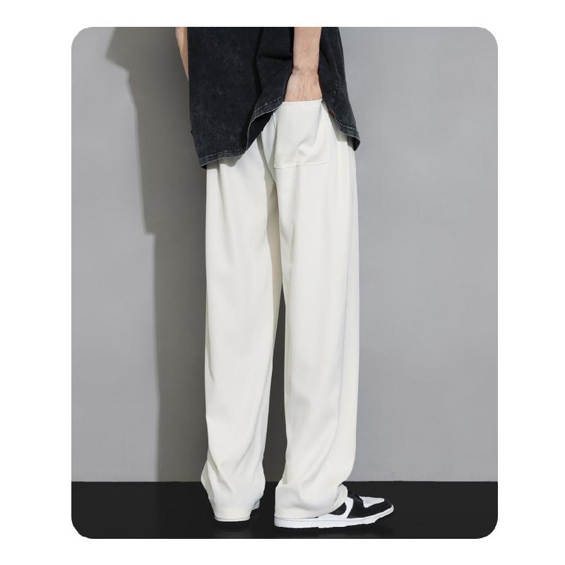 Men's Ice Silk Wide-Leg Pants, Summer Thin Style, 2026 New Versatile Floor-Length Straight Casual Trousers