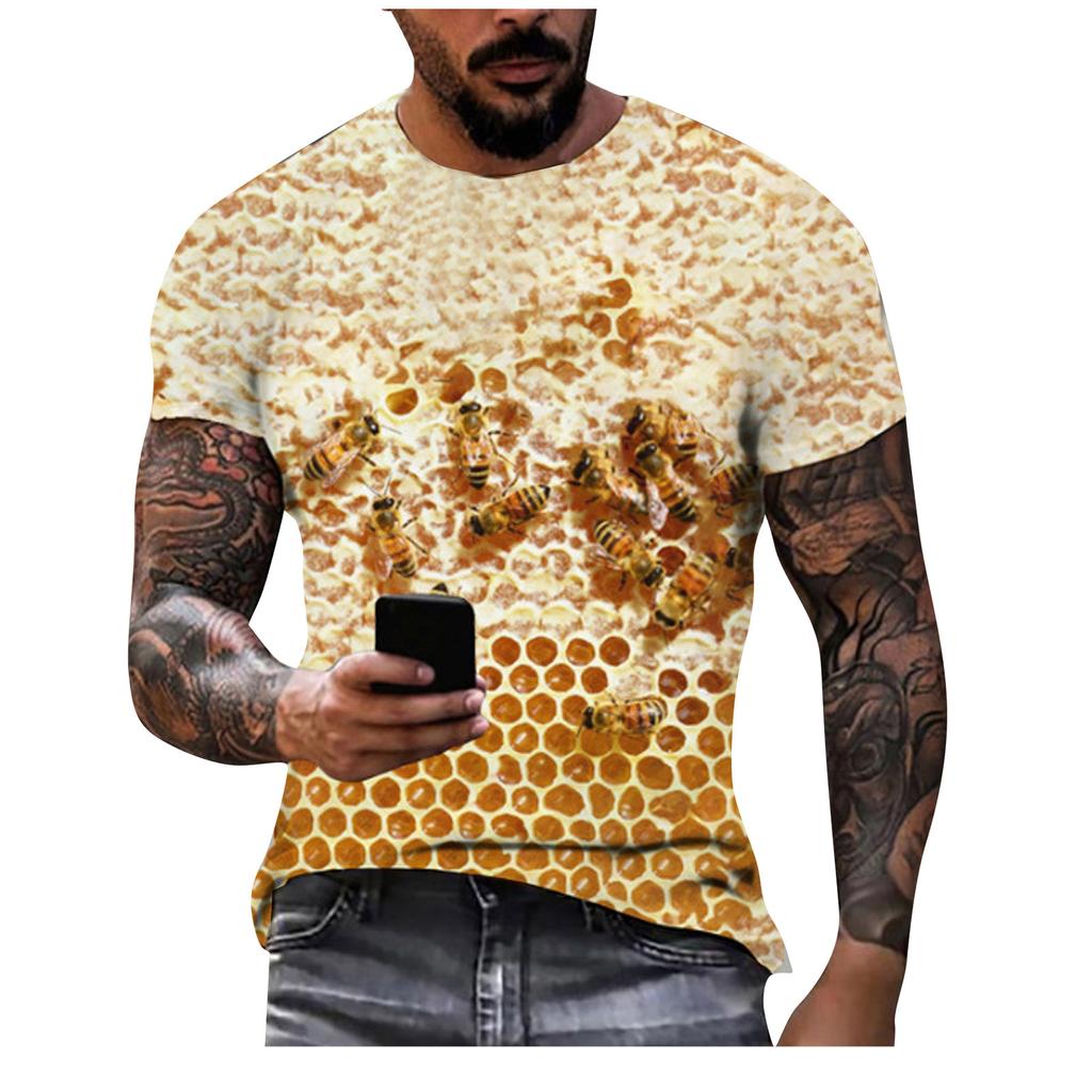 Men'S T-Shirt Short Sleeve Printed Summer Round Neck Top Trend Casual Sweatshirt