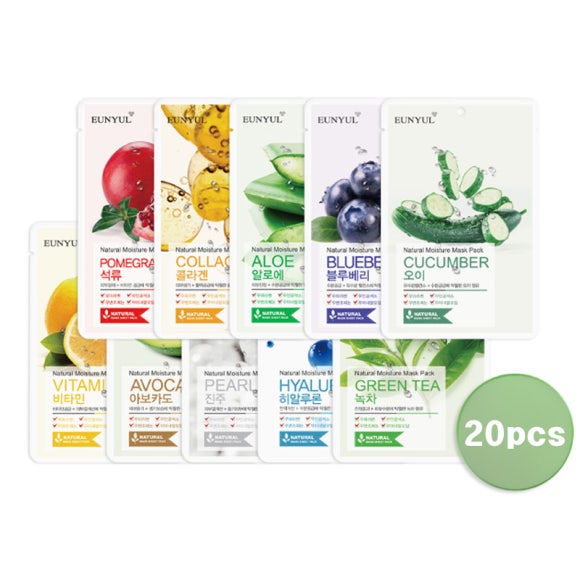 

eunyul Natural Mask Pack 10 видів (13 Опції) 20PCS SET(10Types x 2)