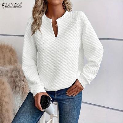 Damen Lässige Herbst-Pullover mit V-Ausschnitt und langen Ärmeln