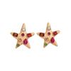 Women Boho Gold Starfish Colorful Zircon Ear Stud Earring