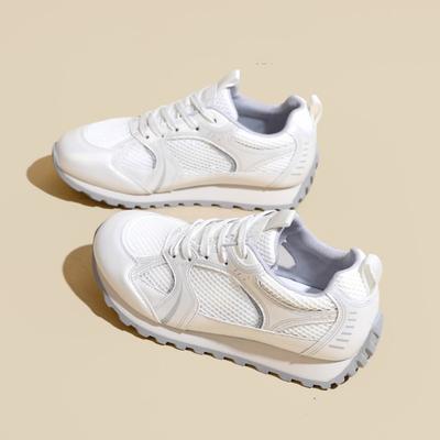 Women's Spring and Summer New Platform Sports Leisure Mesh Breathable and Comfortable Silver Running Shoes
