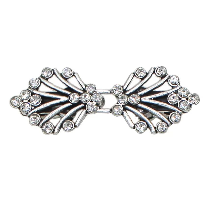 1 Pair Shiny Alloy Cardigan Collar Clips Holder Women Decor Crystal Cape Cloak Clasps Fasteners Buckle Brooch Clip