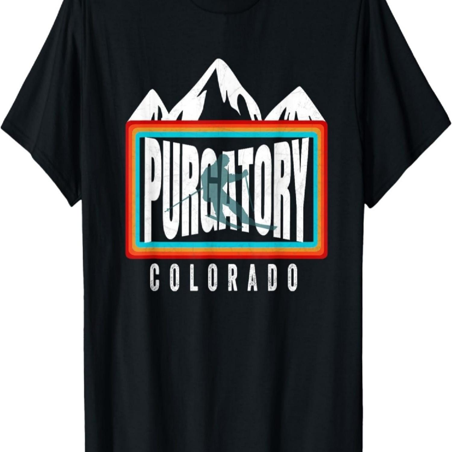 

Ski Purgatory Rad Colorado Snowboarding Retro Skier Gear T-Shirt S чёрный
