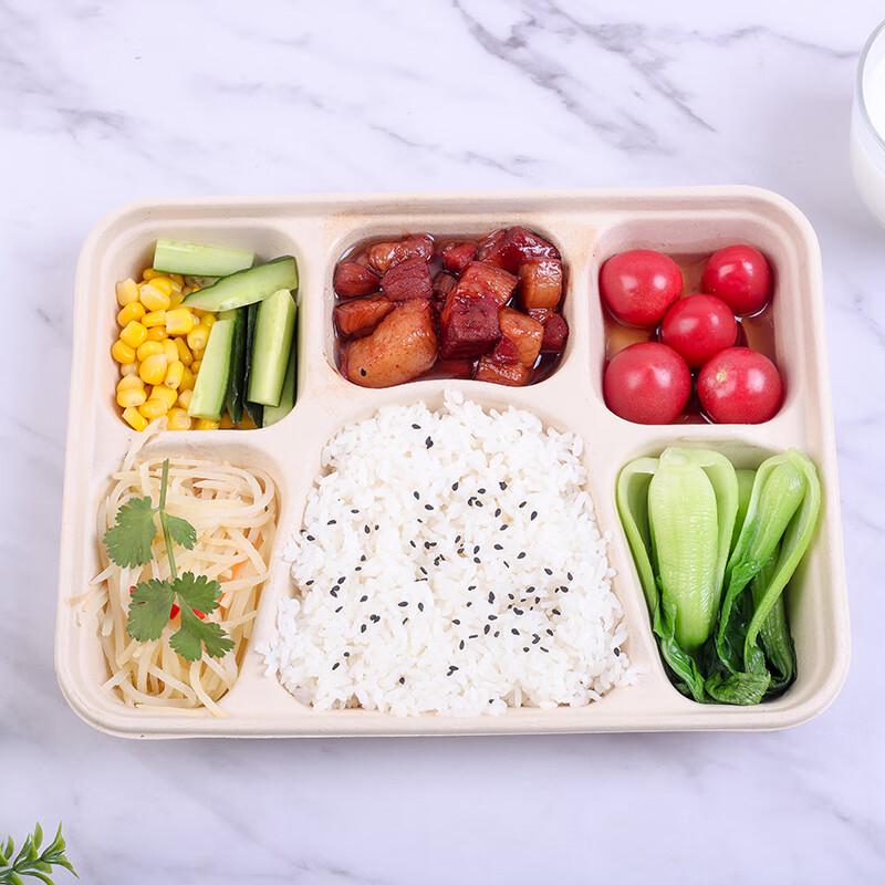 Compostable Wheat Straw 6-Compartment Meal Boxes