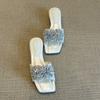 2026 Summer Rhinestone Flowers Brand Shoes Women Low Heel Sandals Elegant Ladies Party Shoes Sandals Heels 3.5cm