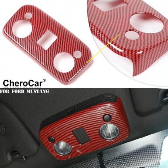 Red Carbon Fiber Reading Lamp Light Trim Panel Cover for 2009- Ford Mustang