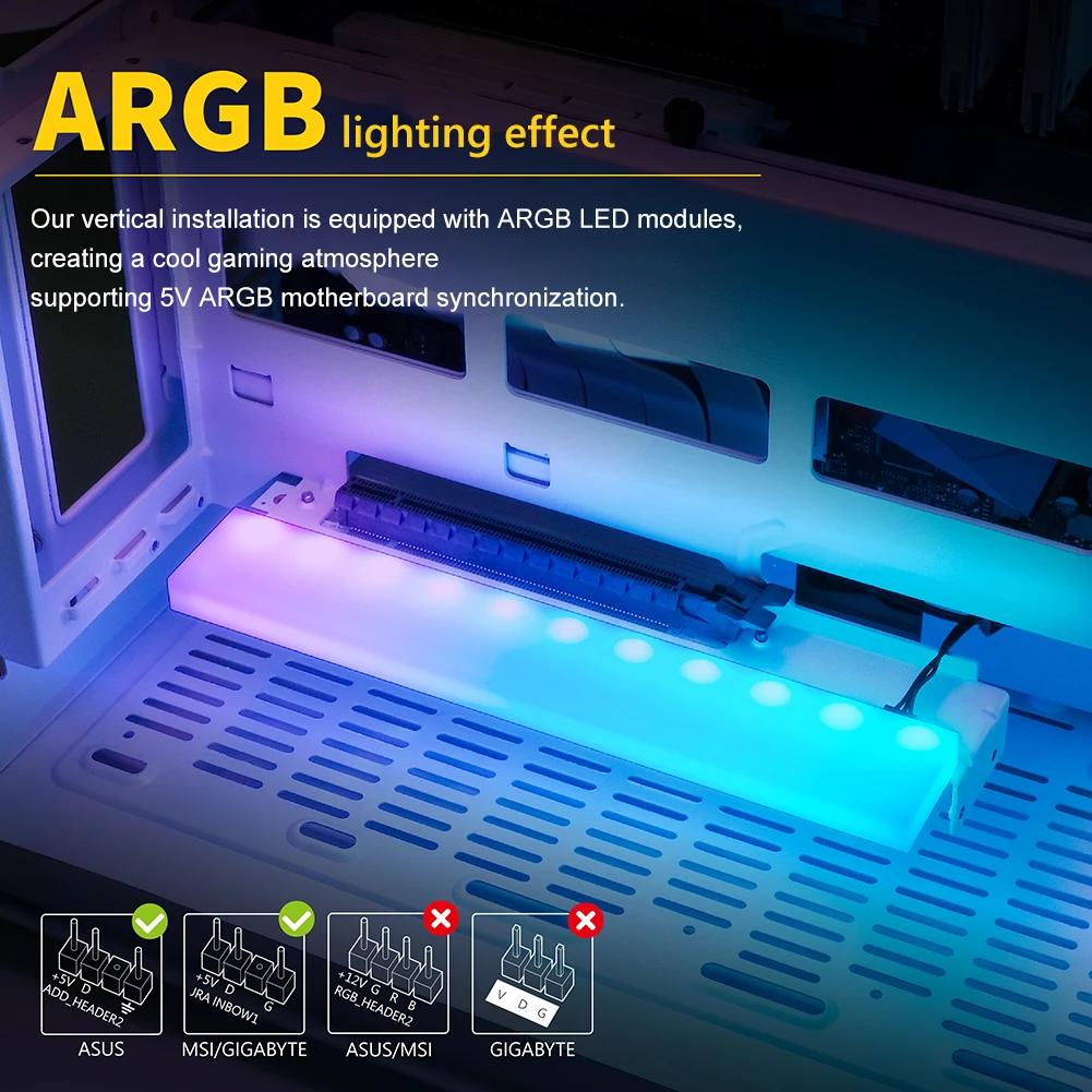 Universal Vertical GPU Holder PCIe 4.0 x16 Kit Riser ATX Case 5V 3PIN ARGB Video Card Holder Graphics Card Steering Bracket