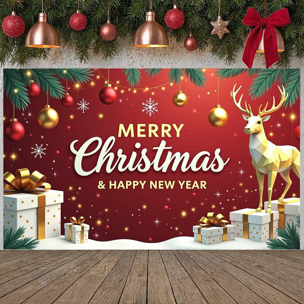 Christmas Banner Xmas Theme Christmas Decoration Banner Xmas Banner Christmas Ball For Indoor Party Festive Gathering Holiday