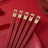 5Pairs Red Festival Chopsticks Set Anti Slip Sushi Chopstick Durable Chinese Style Alloy Chopsticks Easy To Clean Reusable