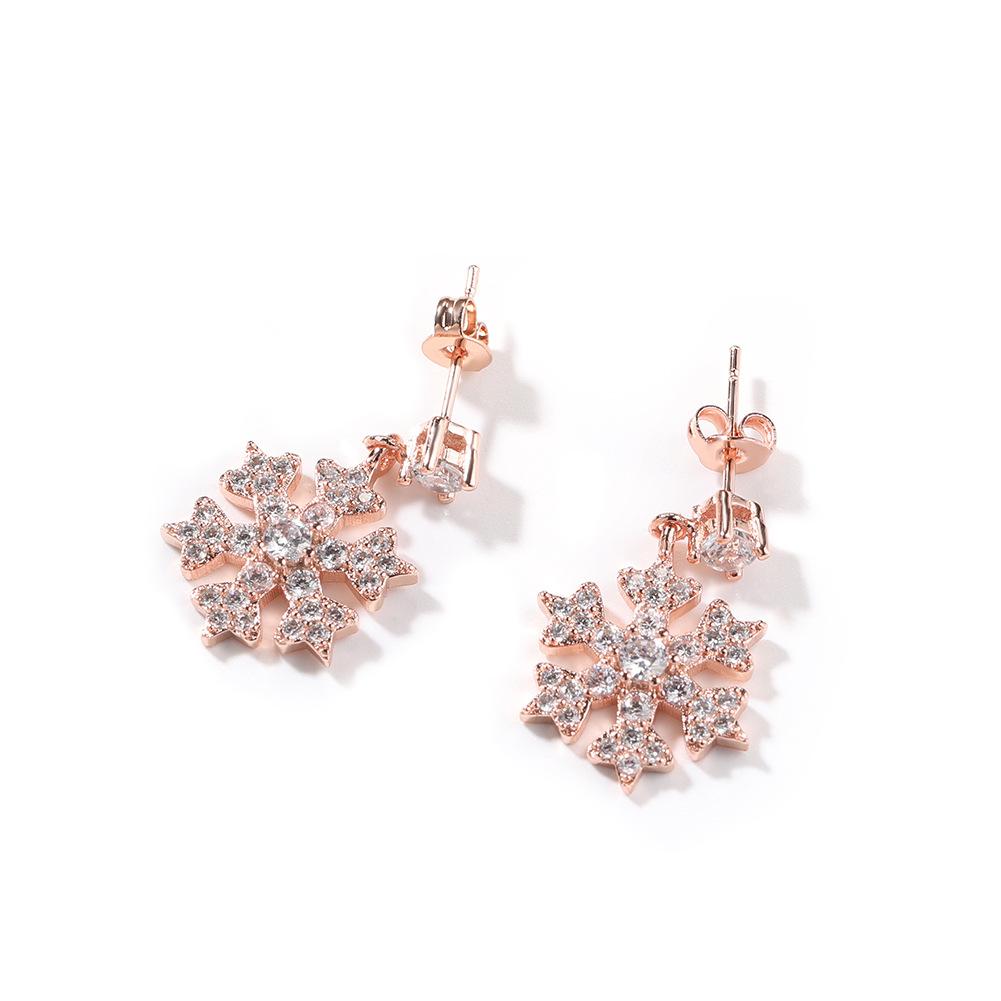 ins style hip hop Christmas snowflake stud earrings copper inlaid 3A zircon temperament stud earrings personalized simple earrings