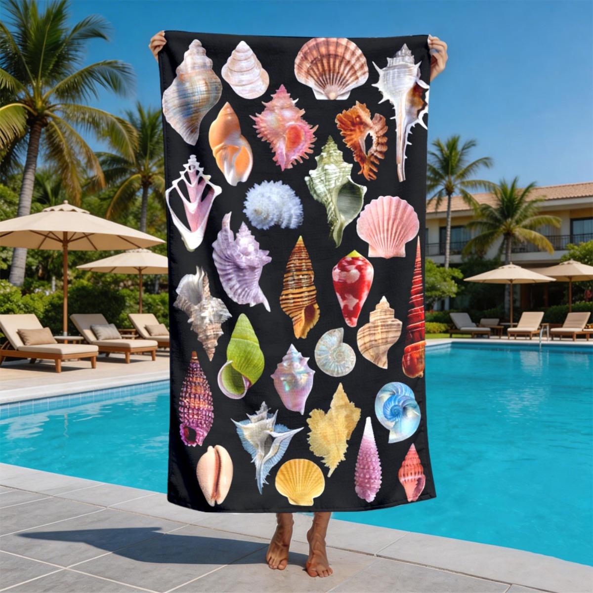 

Tropical Shell Identification Guide polyester microfiber beach towel is highly absorbent, suitable for swimming beach outings W40*H60(CM)