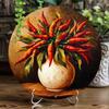 2D Round Aluminum Tin Sign 8x8 Inch Chili Pepper Vintage Wall Decor Rustproof Bar Kitchen