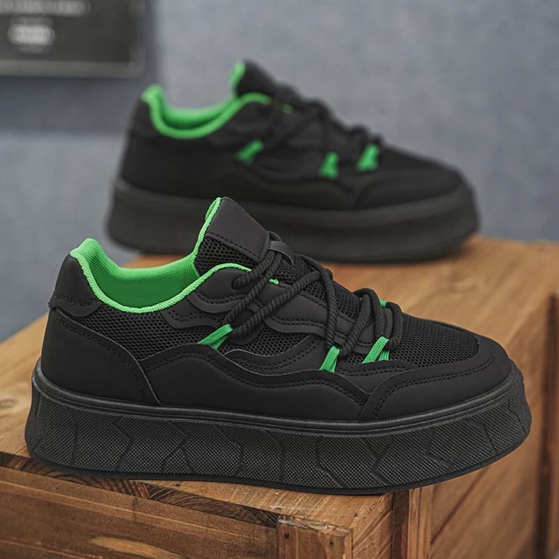 Male Sneakers Skateboard Sports and Leisure Platform Sports Shoes Ventilate Loafers Wear-resistant Soft and Comfortable Fashion
