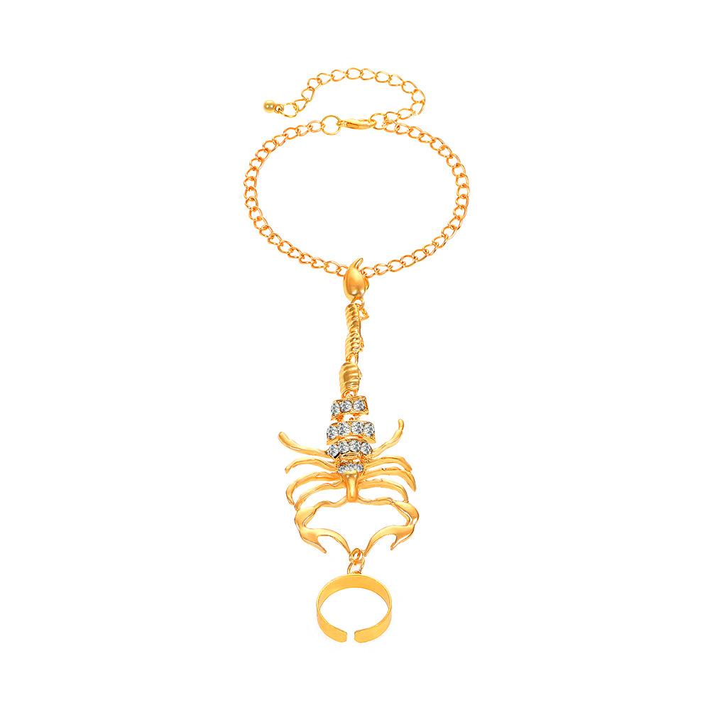 Dark Gothic Scorpion Bracelet For Women Trendy Connect Hand Back Chain Bangle Gold Color Fashion Jewelry Halloween Accessories