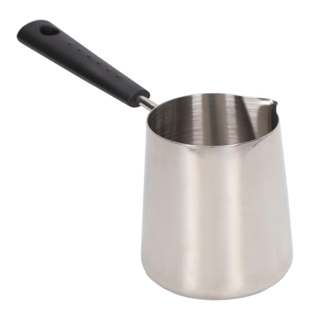 Pichet à lait pour café en acier inoxydable 304 à long manche, pichet à lait à bec verseur pointu, tasse à mousser le lait pour latte avec graduation