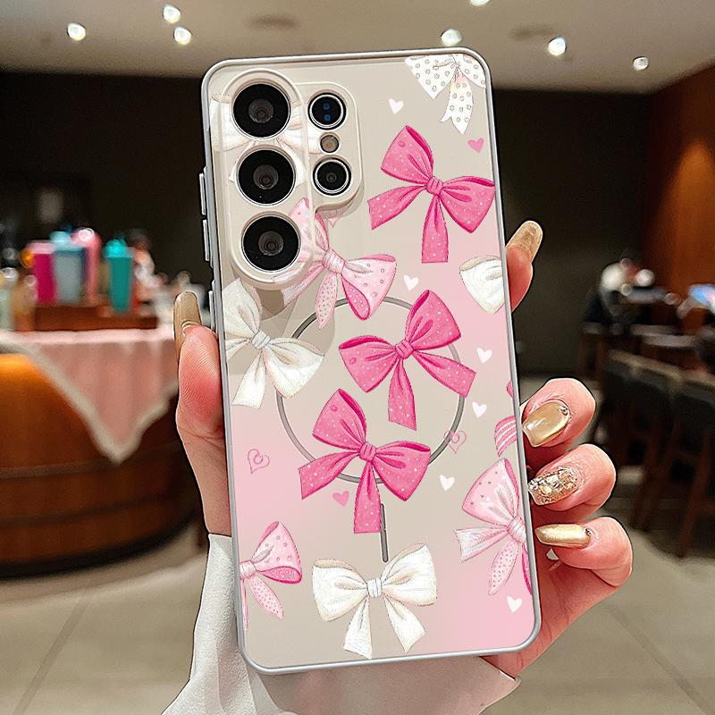 Buntes Schleifenmuster Magnetische Hülle Für Samsung S26 Ultra S25 Edge S24 FE S23 S22 Plus A54 A15 A35 A55 A16 A36 A56 A17 A37 A57 5G Mattes Cover