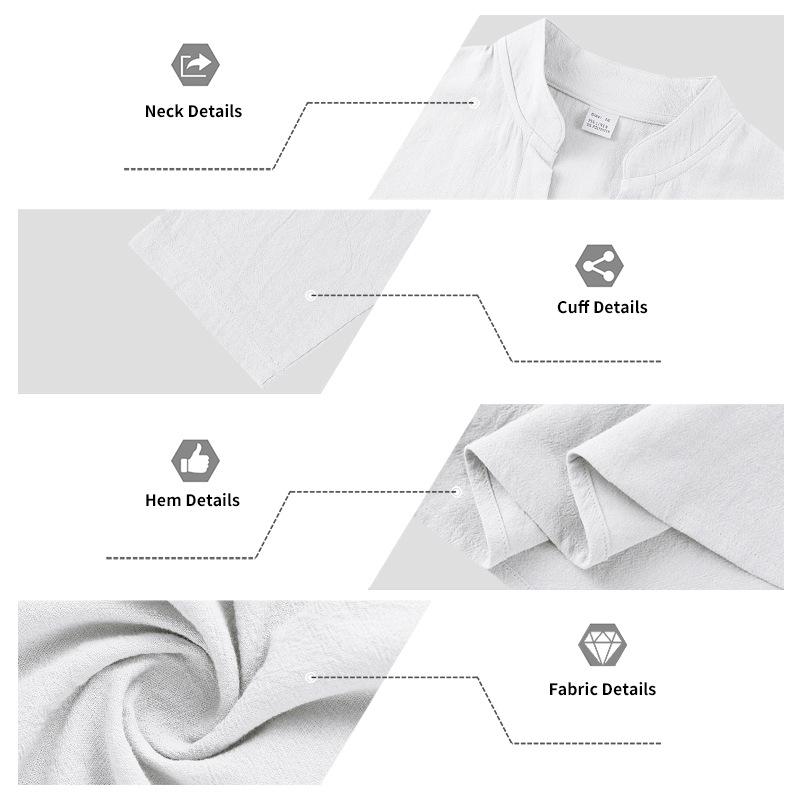Men Loose Casual Breathable V Neck Long Sleeve Henley Shirt And Long Pants Set