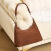 Fashion Women's Suede Portable Crossbody Shoulder Bag Red New Autumn and Winter Large-capacity High-end Leather Underarm Bag